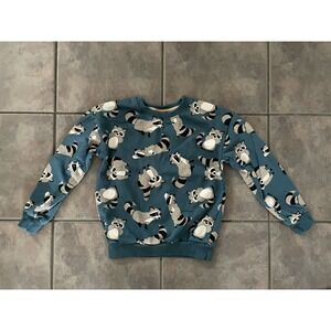 Kids Boys Pull over crewneck cotton Cute raccoon print sweatshirt Fits 5-6 yrs